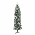 vidaXL Umelý chudý vianočný strom Zelená a biela 210 cm
