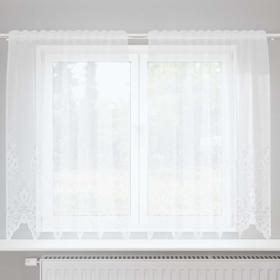 vidaXL Čipková záclona Biela 140 x 150 cm Polyester