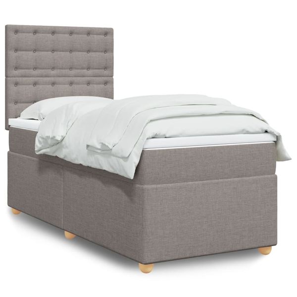 vidaXL Posteľný rám boxsping s matracom sivohnedý 80x200 cm látka