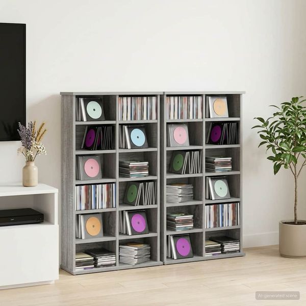 vidaXL CD Skrinka 2 ks Sivý Sonoma 60 x 17 x 92 cm Kompozitné drevo