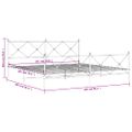 vidaXL Kovový rám postele s čelom a podnožkou biely 200x200 cm