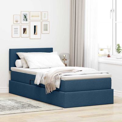 vidaXL Postel s úložným prostorem a matrací Modrá 90 x 190 cm