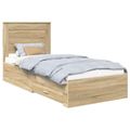 vidaXL Rám postele Sonoma dub a striebro 75 x 190 cm Kompozitné drevo