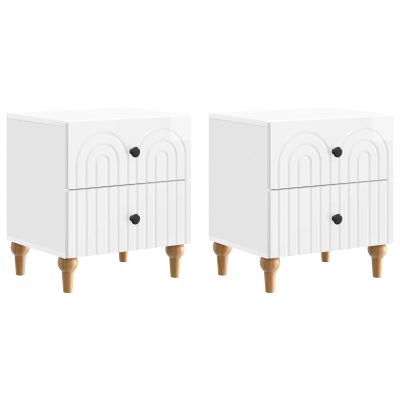vidaXL Nočný stolík 2 pcs Biela s vysokým leskom 43 x 34,5 x 48 cm
