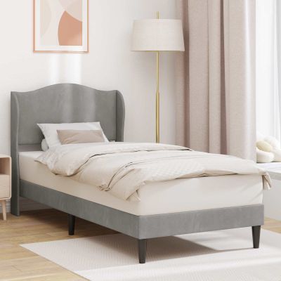 vidaXL Rám postele s čelnou doskou Svetlosivá 80 x 200 cm Zamat