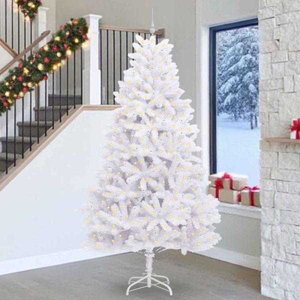 vidaXL Umelý Sklápací Vianočný Stromček Biela 270 cm PVC a oceľ