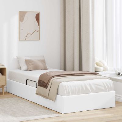 vidaXL Otomanový posteľný rám Čistá biela 90 x 190 cm Umelá koža