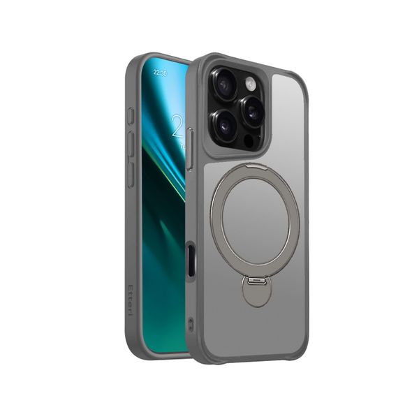 Puzdro Etteri Matt Mag Ring pre iPhone 16 Pro 6,3" sivé