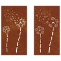 vidaXL Záhradné nástenné dekorácie 2 ks 105x55 cm kortenová oceľ kvety