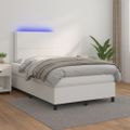 vidaXL Boxspring posteľ s matracom a LED biela 120x200 cm umelá koža