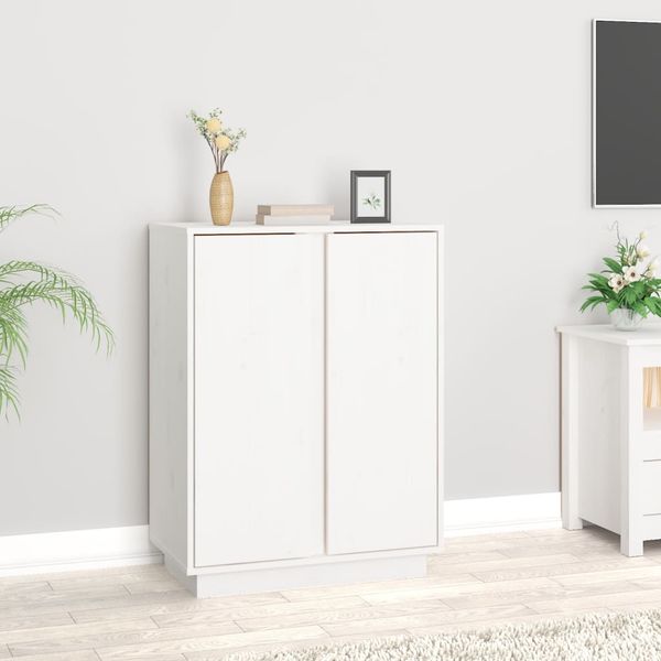vidaXL Komoda biela 60x35x80 cm borovicový masív