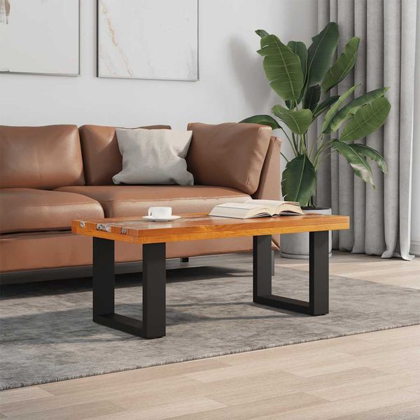 vidaXL Konferenčný stolík z teakového dreva a živice, 100 x 50 cm