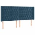 vidaXL Čelo postele s LED tmavomodré 183x16x118/128 cm zamat