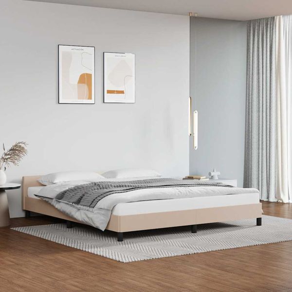 vidaXL Posteľný rám s čelom bez matraca kapučínový 180x200 cm