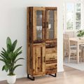 vidaXL Highboard 2 ks Staré drevo 69,5 x 34 x 180 cm Kompozitné drevo