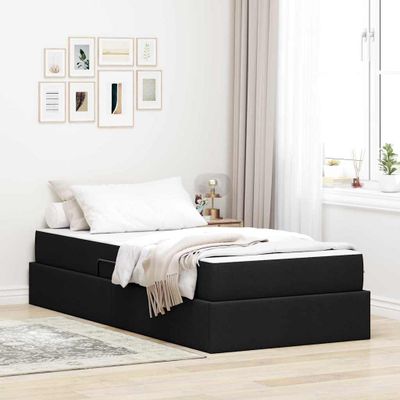 vidaXL Postel s úložným prostorem a matrací Čierna 90 x 190 cm