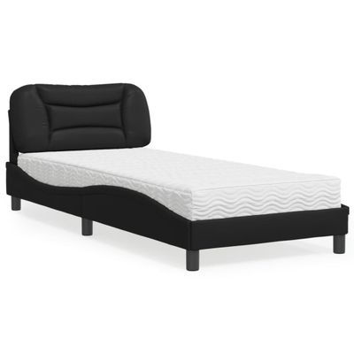 vidaXL Posteľ s matracom Hvar čierna 90x200 cm umelá koža