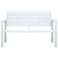 vidaXL Záhradná lavička 120 cm, HDPE, biela, drevený vzhľad