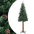 vidaXL Úzky vianočný stromček, pravé drevo a biely sneh, zelený 210 cm