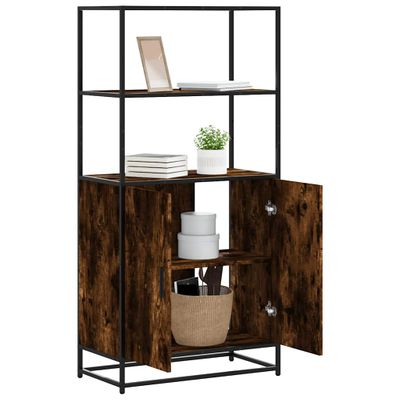 vidaXL Vysoká skrinka dymový dub 68x35x139 cm kompozitné drevo+kov