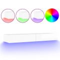 vidaXL TV skrinka s LED svetlami lesklá biela 120x35x15,5 cm
