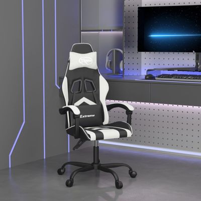 vidaXL Otočná herná stolička čierna a biela umelá koža