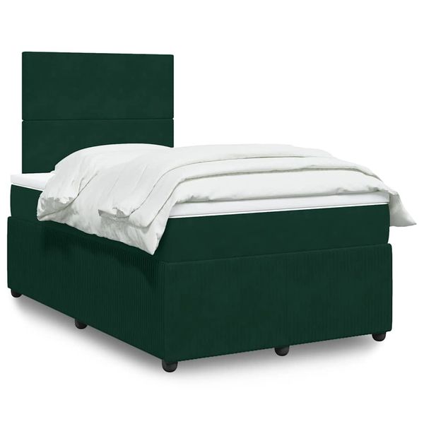 vidaXL Boxspring posteľ s matracom, tmavozelená 120x190cm, zamat