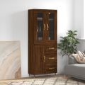 vidaXL Vysoká skrinka hnedý dub 69,5x34x180 cm spracované drevo