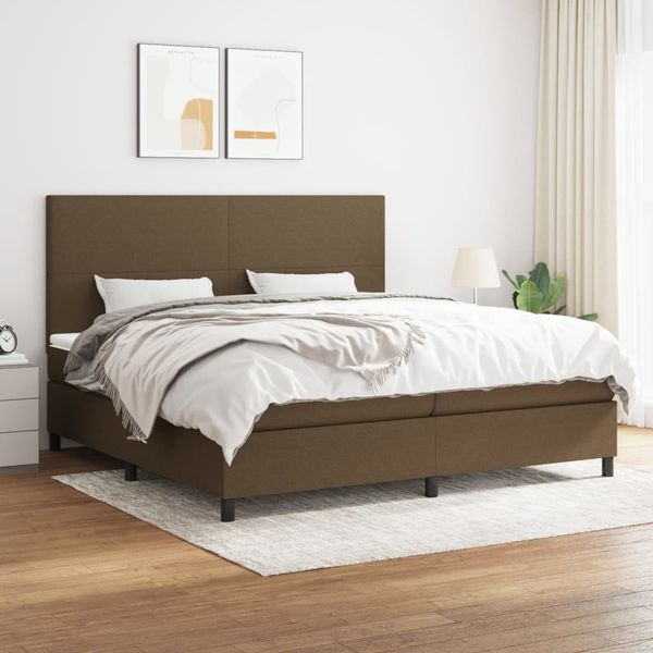 vidaXL Boxspring posteľ s matracom tmavohnedá 200x200 cm látka