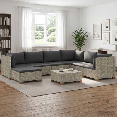 vidaXL 8 ks Ratanová lounge súprava s vankúšmi GENDT Prírodný ratan