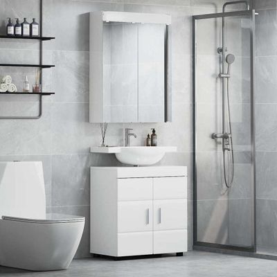 vidaXL Sada kúpeľňového nábytku TULUM 2 pcs Vysoký lesk bielej