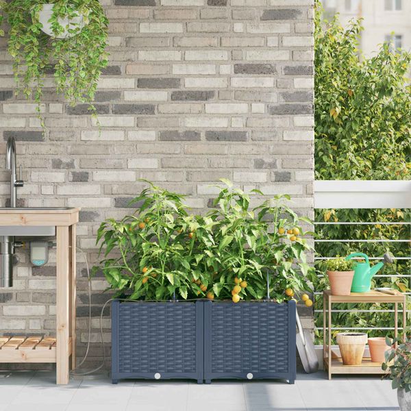 vidaXL Záhradný kvetináč 2 pcs Biely 80 x 40 x 37,5 cm Plast