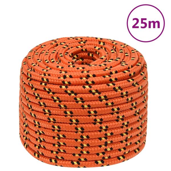 vidaXL Lodné lano oranžové 14 mm 25 m polypropylén