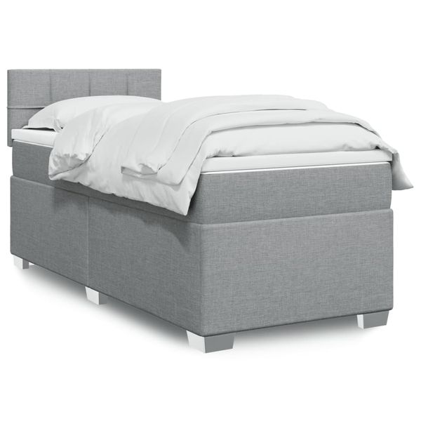 vidaXL Posteľný rám boxsping s matracom bledosivý 80x200 cm látka