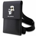 Kabelka na telefón Karl Lagerfeld KLWBSAKCPMK čierna tvrdé puzdro Phone Pounch Universal Saffiano K&C NFT