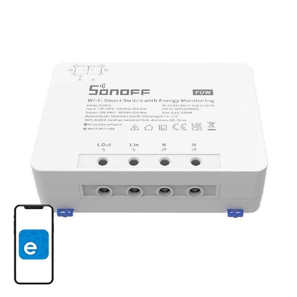Inteligentný vypínač WiFi s monitorovaním energie Sonoff POWR3 (25A/5500W)