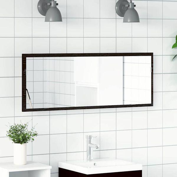 vidaXL Zrkadlo do kúpeľne s LED Čierny dub 100 x 8,5 x 37 cm Sklo