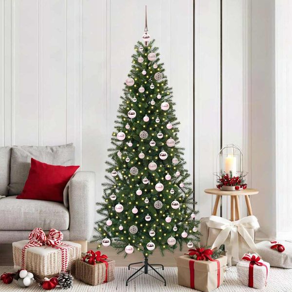vidaXL Umelý vianočný stromček s 300 LED-i Zelená 180 cm PE a PVC