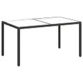 vidaXL Záhradný stôl 150x90x75 cm tvrdené sklo a polyratan čierny