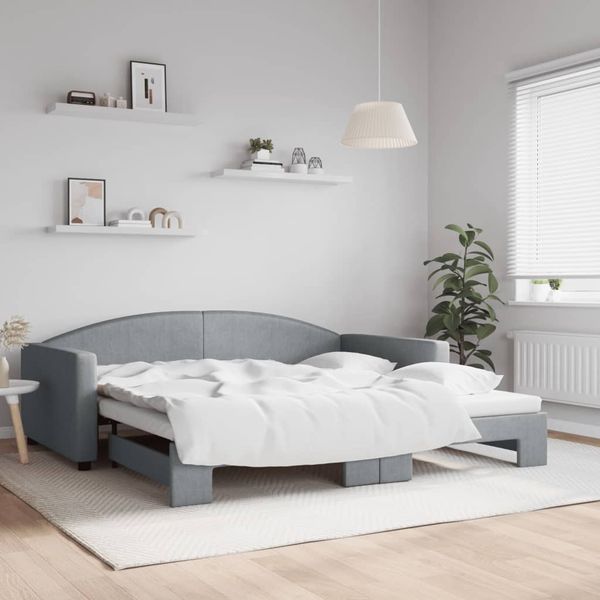 vidaXL Denná posteľ s rozkladacou posteľou bledosivá 100x200 cm látka