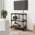 vidaXL Knižnica hnedý dub 60x33x70,5 cm spracované drevo a oceľ