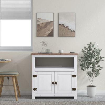 vidaXL TV skrinka z borovice v mexickom štýle Corona biela 80x43x78 cm