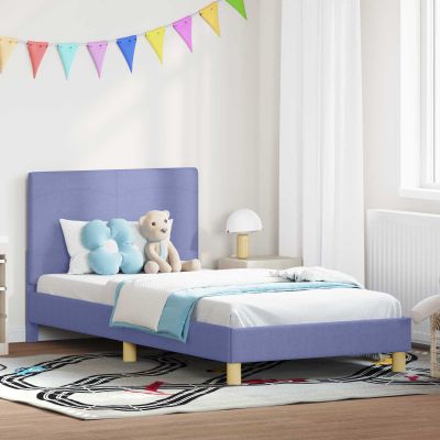 vidaXL Detský rám na posteľ s čelom Modrá džínovina 80 x 200 cm látka