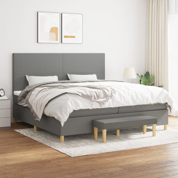 vidaXL Boxspring posteľ s matracom tmavosivá 200x200 cm látka