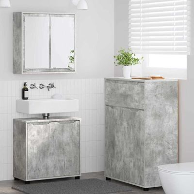 vidaXL Sada kúpeľňového nábytku 3 pcs Betónová šedá Kompozitné drevo
