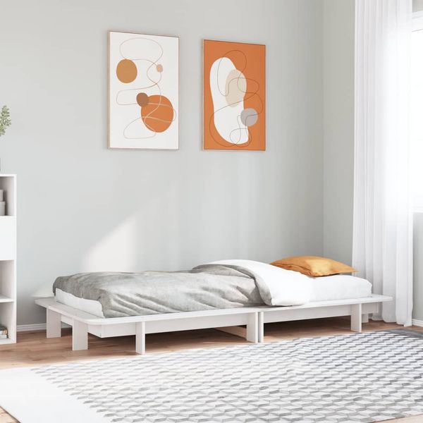 vidaXL Posteľ bez matraca biela 100x200 cm borovicový masív