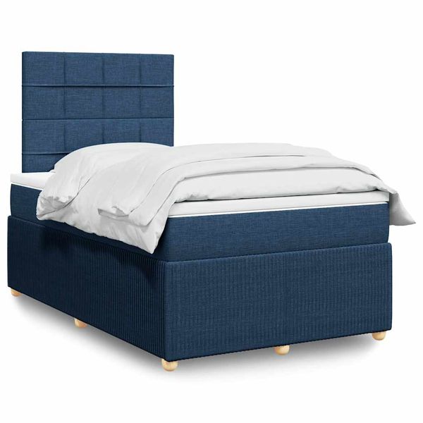 vidaXL Boxspring posteľ s matracom modrá 120x200 cm látka