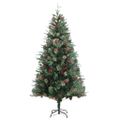 vidaXL Vianočný stromček s borovicovými šiškami zelený 225 cm PVC a PE