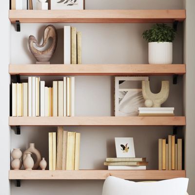 vidaXL Nástenná polica 80x30x(2-6) cm neošetrený dubový masív