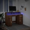 vidaXL Stôl s LED svetlami hnedý dub 120x55x91 cm kompozitné drevo